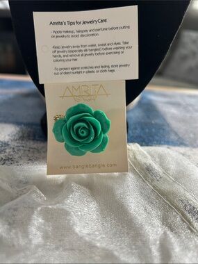 Amrita Singh Turquoise Versailles Floral Rose Stretch Ring